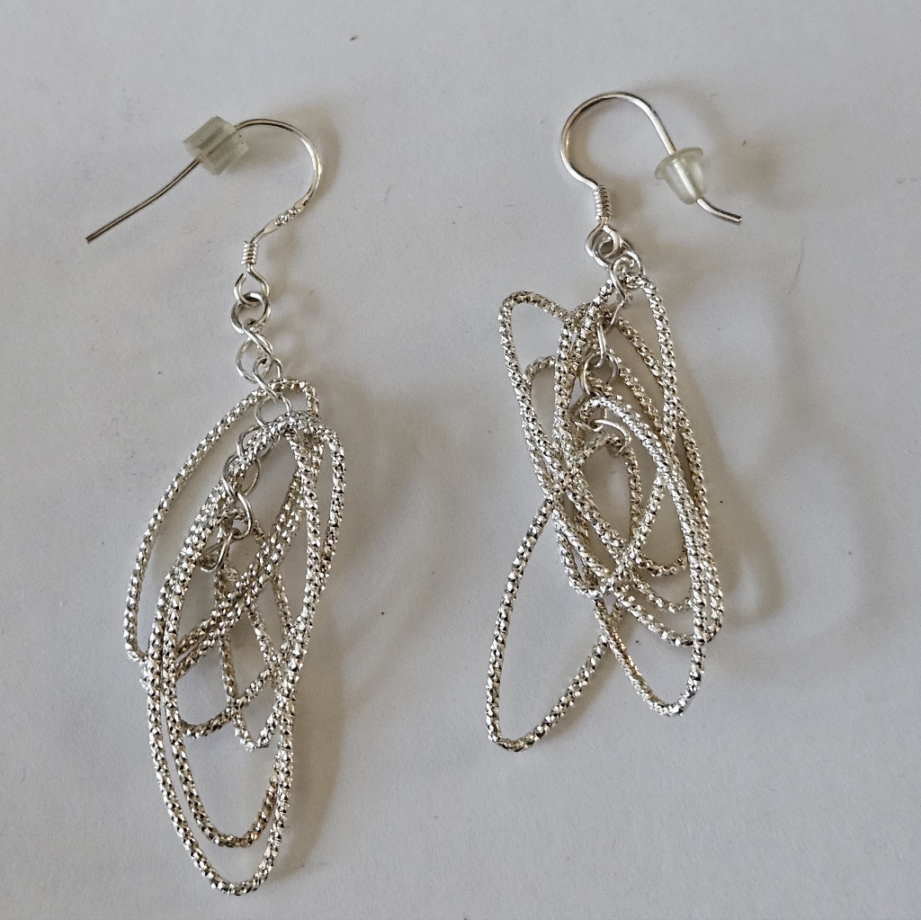 925 Sterling Silver Multi-Link Dangle Earrings. Nwot. 1.75"